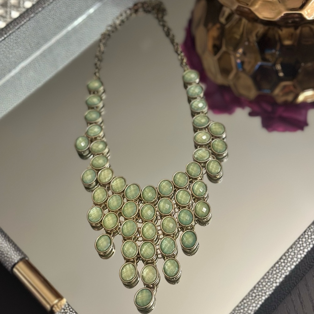 Jade green emerald Faux Gemstone Statement Necklace